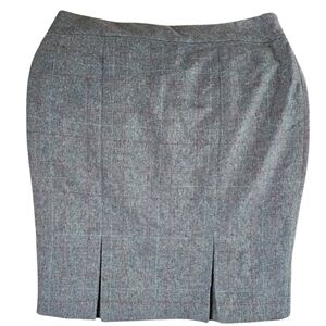 NWT Evan Picone Black Label 12 Gray Red Herringbone Skirt Kick Pleats AL-2089